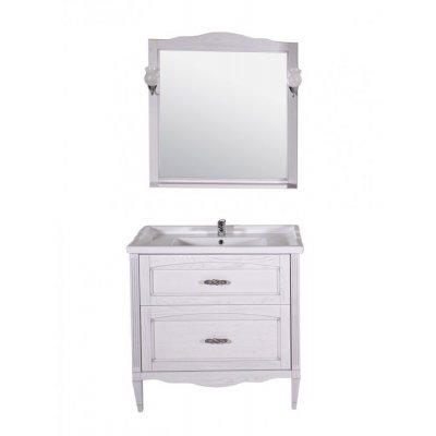 Комплект мебели ASB-Woodline Римини Nuovo 80 белая, патина серебро