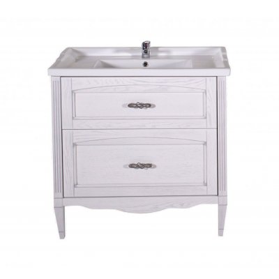 Комплект мебели ASB-Woodline Римини Nuovo 80 белая, патина серебро-3
