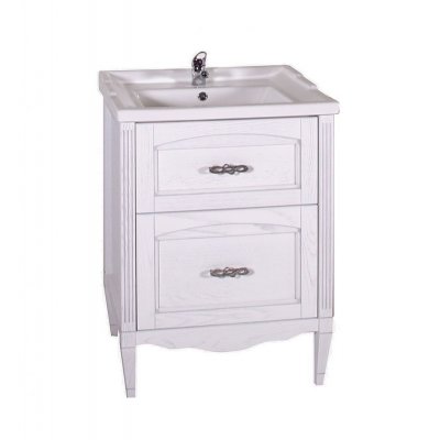 Комплект мебели ASB-Woodline Римини Nuovo 60 белая, патина серебро-5