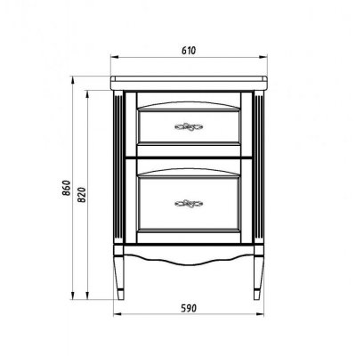 Комплект мебели ASB-Woodline Римини Nuovo 60 белая, патина серебро-3
