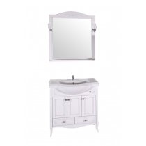 Комплект мебели ASB-Woodline Салерно 80 белая, патина серебро