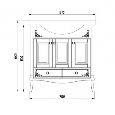 Комплект мебели ASB-Woodline Салерно 80 белая, патина серебро-7