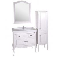 Комплект мебели ASB-Woodline Модерн 85 белая, патина серебро