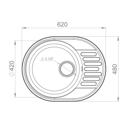 Мойка кухонная Raiber Таумус RQ34 круглая с крылом, антрацит-1