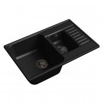 Мойка кухонная Raiber Судеты RQ377 прямоугольная с крылом и двумя чашами, антрацит