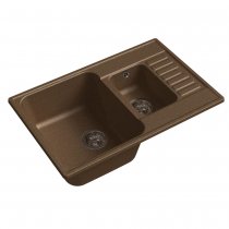 Мойка кухонная Raiber Судеты RQ377 прямоугольная с крылом и двумя чашами, шоколад