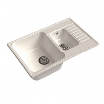 Мойка кухонная Raiber Судеты RQ377 прямоугольная с крылом и двумя чашами, белый