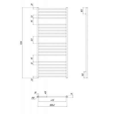 Полотенцесушитель водяной Ravak Classic Warm P20 500 x 1200-1