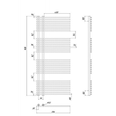 Полотенцесушитель водяной Ravak Chrome Warm P32 700 x 1600-1