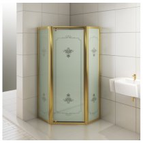 Душевое ограждение Affetto Omega С МАТОВЫМ СТЕКЛОМ, ЗОЛОТО 900х900х1900