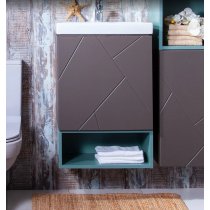 Тумба с раковиной Бриклаер Кристалл 50-1, софт графит Тумба с раковиной Бриклаер Кристалл 50-1, софт графит