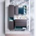 Зеркало Бриклаер Кристалл 80-1, софт графит с двумя шкафчиками--small-1