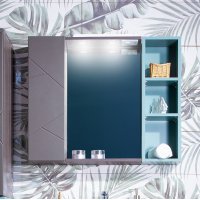 Зеркало Бриклаер Кристалл 80-1, софт графит с двумя шкафчиками