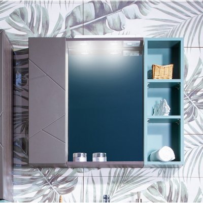 Зеркало Бриклаер Кристалл 80-1, софт графит с двумя шкафчиками