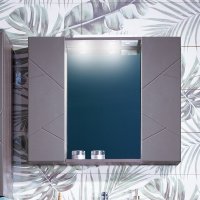 Зеркало Бриклаер Кристалл 80, софт графит с двумя шкафчиками