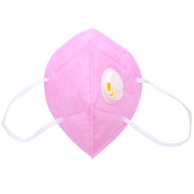 Респираторная маска 6-ти слойная защитная с клапаном, розовая