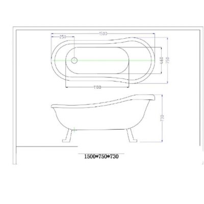 Акриловая ванна Ceruttispa C-2014 на львиных алюминиевых хромированных лапах 1500x750x730-4