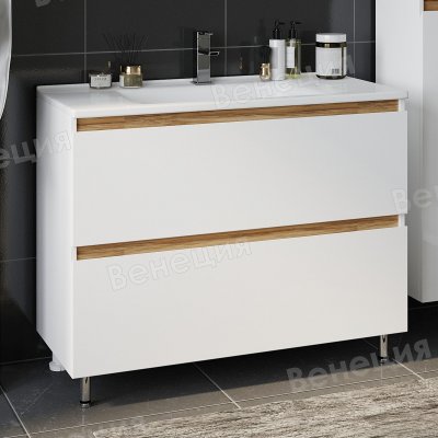 Комплект мебели Венеция Bianco 105 белый (зеркало с 2 шкафчиками)-2