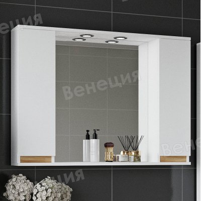 Комплект мебели Венеция Bianco 105 белый (зеркало с 2 шкафчиками)-1