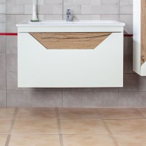 Тумба с раковиной Бриклаер Брайтон 100 белый матовый/дуб кера Тумба с раковиной Бриклаер Брайтон 100 белый матовый/дуб кера