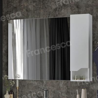 Зеркало-шкаф Венеция Неаполь 100 белый глянец, левый