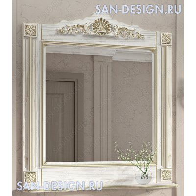 Зеркало Венеция Аврора 105 белый с патиной золото