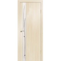 Дверь межкомнатная Ламинат премиум Зеркало1 со стеклом 800 дуб беленый
