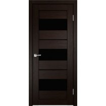 Дверь межкомнатная VellDoris Duplex 12 Оаф со стеклом лакобель черное 800х2000мм Венге Орех Африканский