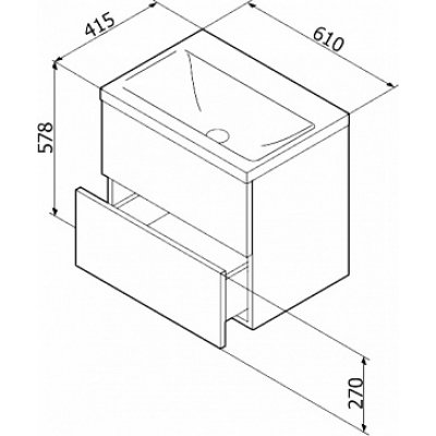 Комплект мебели Am.Pm Gem 60 белый глянец, подвесная, с 2 ящиками-1