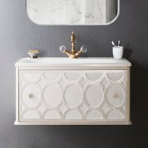 Тумба с раковиной Caprigo Caprice 60 1 ящик, bianco, круги перламутровые