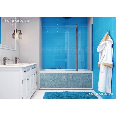 Экран под ванну Francesca Premium голубой мрамор-3