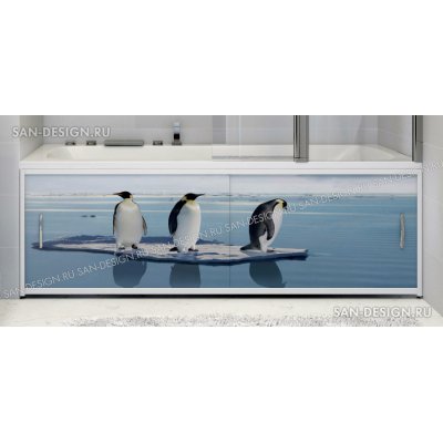 Фотоэкран под ванну Francesca Premium Пингвины на льдине