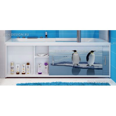 Фотоэкран под ванну Francesca Premium Пингвины на льдине-3