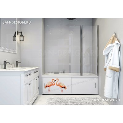 Фотоэкран под ванну Francesca Premium Фламинго-2