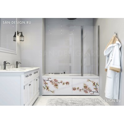 Фотоэкран под ванну Francesca Premium Цветение сакуры-3