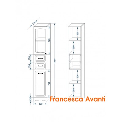 Пенал Francesca Империя 30 белый, правый, с подсветкой-4 Пенал Francesca Империя 30 белый, правый, с подсветкой-4