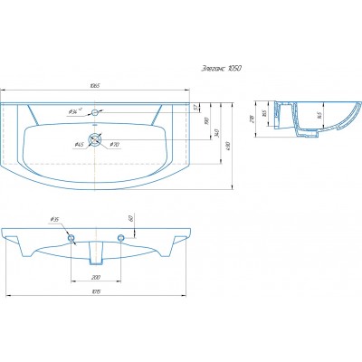 Тумба с раковиной Francesca Доминго 105 белый, с подсветкой (2ящ+4дв, ум. Элеганс 105)-4