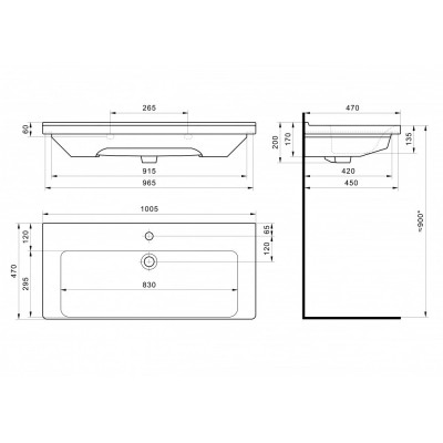 Тумба с раковиной Francesca Latina 100 подвесная (ум. Миранда 100)-3