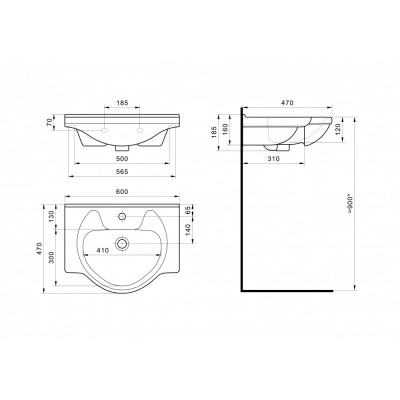 Тумба с раковиной Style Line Эко Стандарт №11 60, с ящиком-4