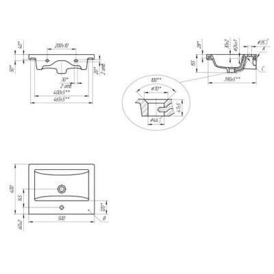 Комплект мебели для ванной комнаты Francesca Доминго 50 с ящиком, левый-5