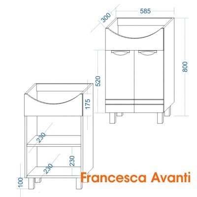 Комплект мебели для ванной комнаты Francesca Доминго 60, левый (ум. Уют 60)-7