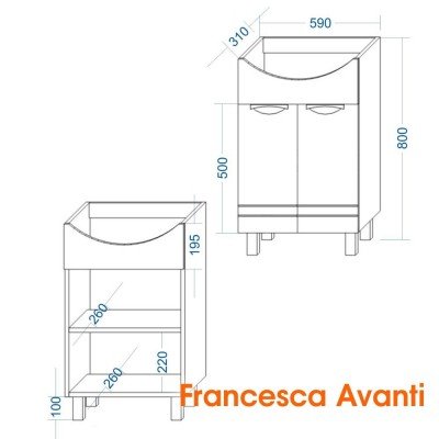 Комплект мебели для ванной комнаты Francesca Доминго 65 левый-6