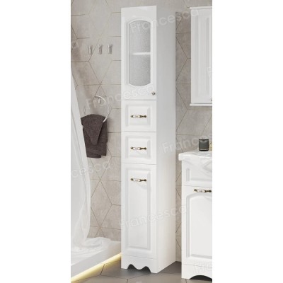 Пенал Francesca Империя 30 с бельевой корзиной белый, левый, с подсветкой-2