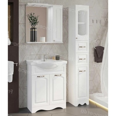 Пенал Francesca Империя 30 с бельевой корзиной белый, правый, с подсветкой-3