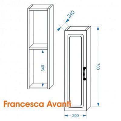 Шкаф навесной Francesca Империя 20, белый, с подсветкой, универсальный-4