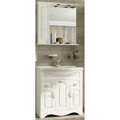 Тумба с раковиной Francesca Империя 75 белый с подсветкой (3дв+2ящ, ум. Элеганс 75)-3