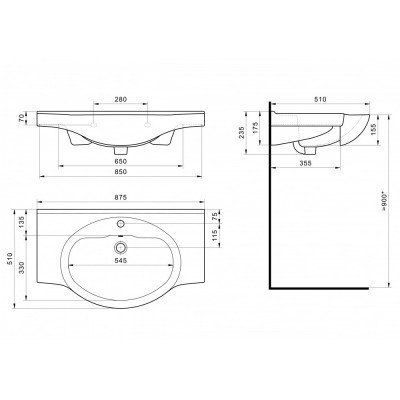 Комплект мебели для ванной комнаты Francesca Avanti Империя 85, правый-5