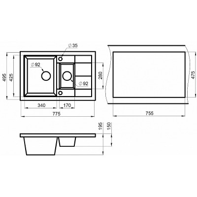 Кухонная мойка Granula 7802 Алюминиум-1