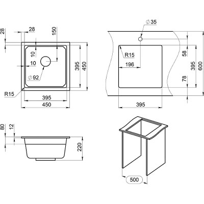 Кухонная мойка Granula Kitchen Space KS-4501U алюминиум-1