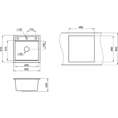 Кухонная мойка Granula Kitchen Space KS-5002 алюминиум-1